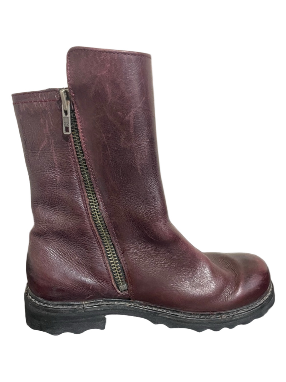 John Fluevog Bing Burgundy Leather Mid-Calf Boots Size 8 - Picture 6 of 7